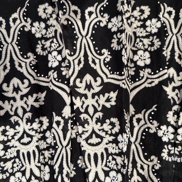ANN TAYLOR LOFT PETITES Skirt A-Line Paisley Beaded Boho Black & White Size 8P - Picture 4 of 7